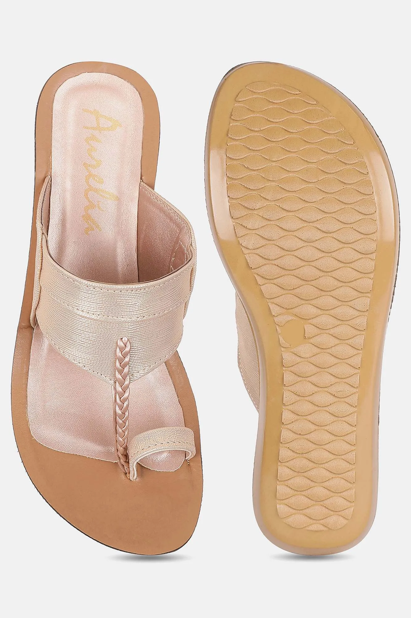 Rose Gold Almond Toe Textured Flat - ZDarlene