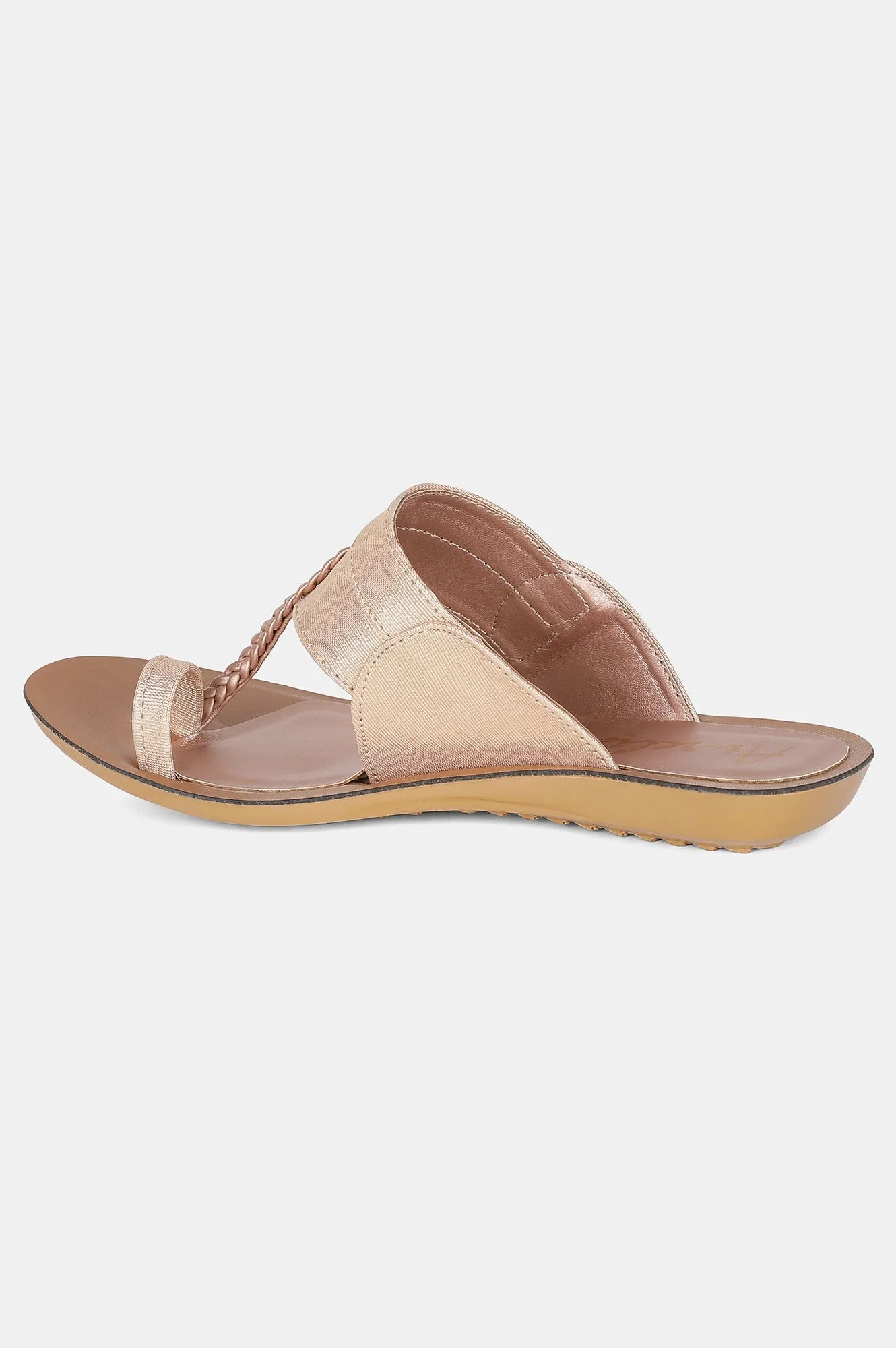 Rose Gold Almond Toe Textured Flat - ZDarlene
