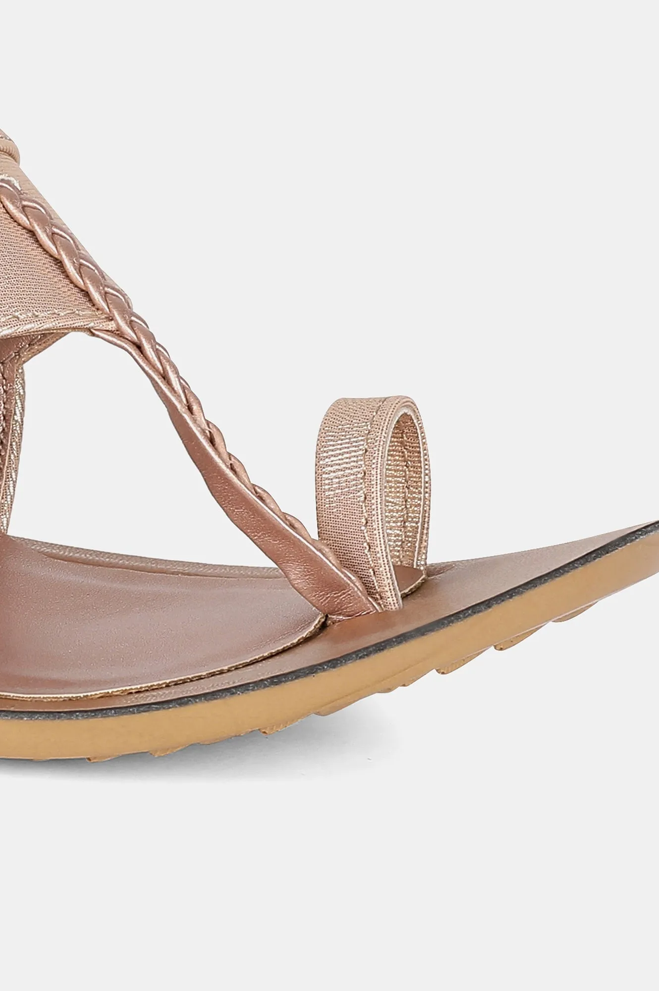 Rose Gold Almond Toe Textured Flat - ZDarlene