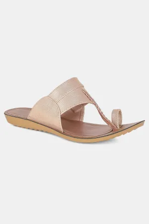 Rose Gold Almond Toe Textured Flat - ZDarlene