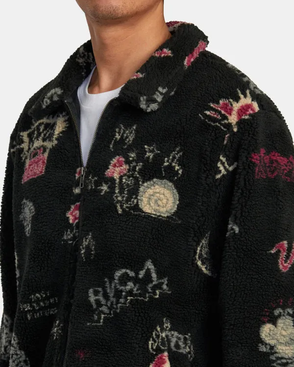 RVCA Mens Groove Zip-Up Sherpa Jacket