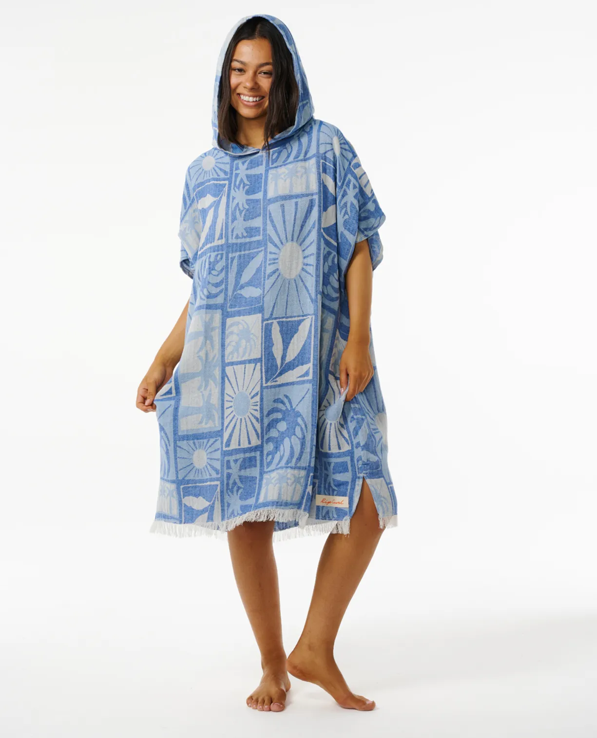 SANTORINI SUN HOODED TOWEL - BLUE