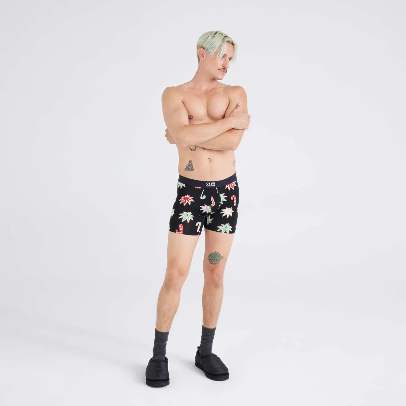 Saxx Vibe Boxers - Bong Appetit - Black