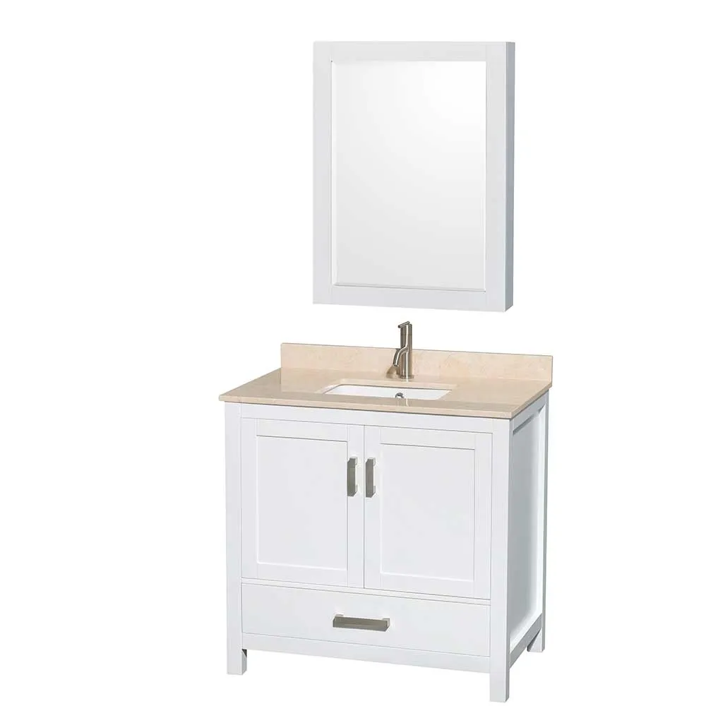 Sheffield 36 Inch Single Bathroom Vanity in White