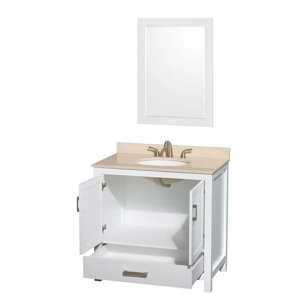 Sheffield 36 Inch Single Bathroom Vanity in White