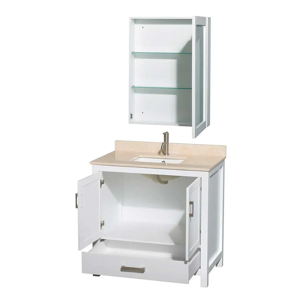 Sheffield 36 Inch Single Bathroom Vanity in White