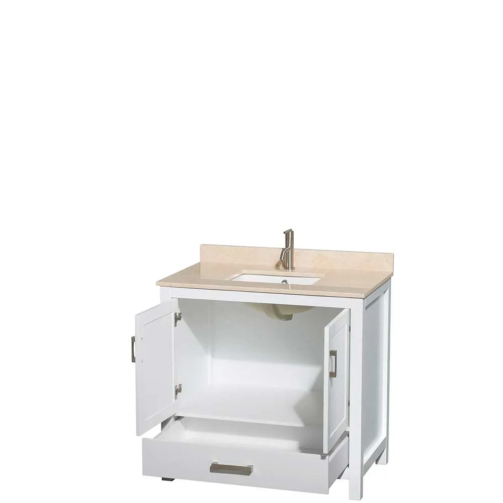 Sheffield 36 Inch Single Bathroom Vanity in White