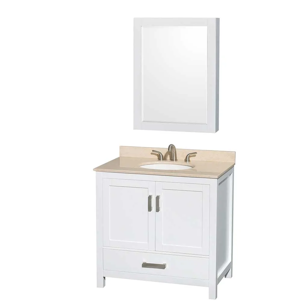 Sheffield 36 Inch Single Bathroom Vanity in White