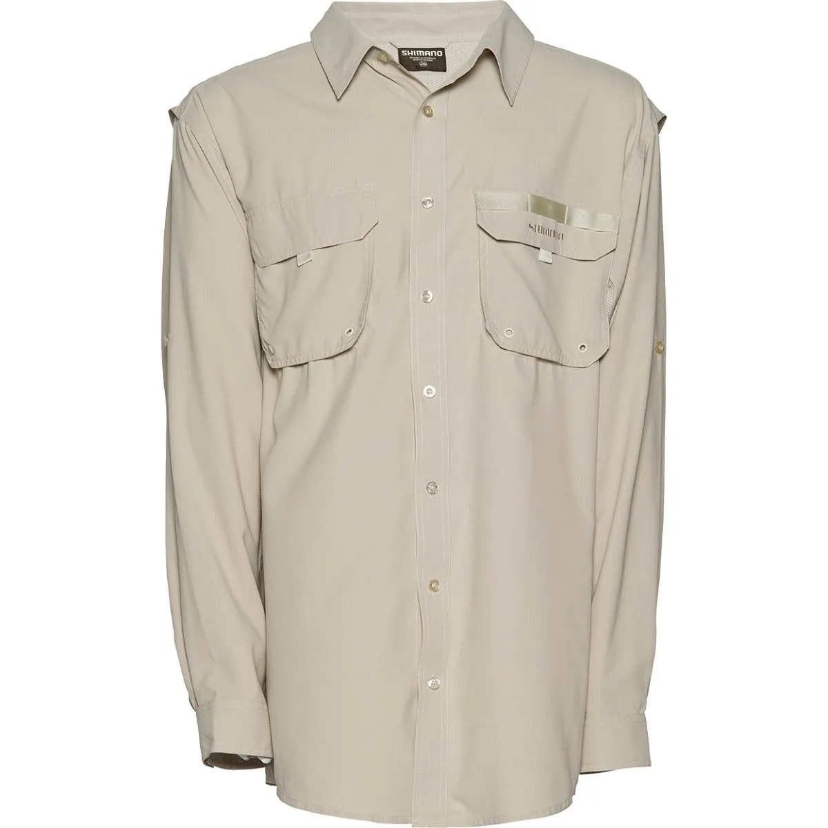 Shimano Vented Long Sleeve Mens Fishing Shirt Oatmeal