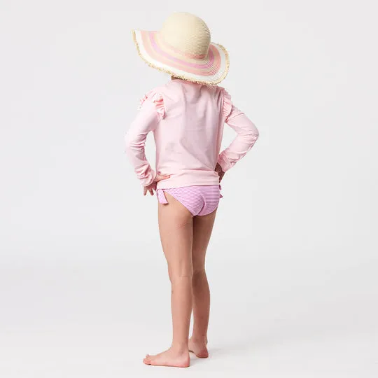 SNAPPERROCK Girls Ballet Pink Long Sleeves Rash Top