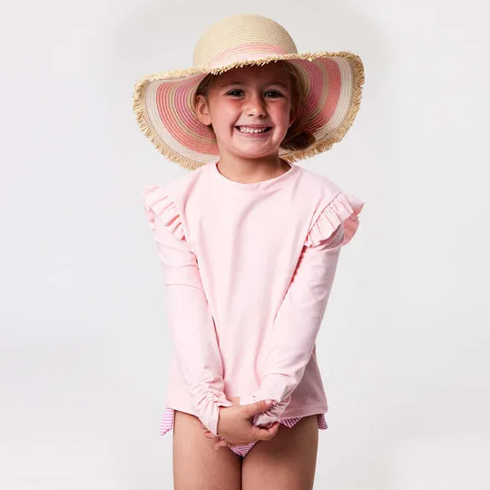 SNAPPERROCK Girls Ballet Pink Long Sleeves Rash Top