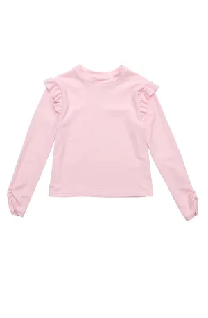 SNAPPERROCK Girls Ballet Pink Long Sleeves Rash Top