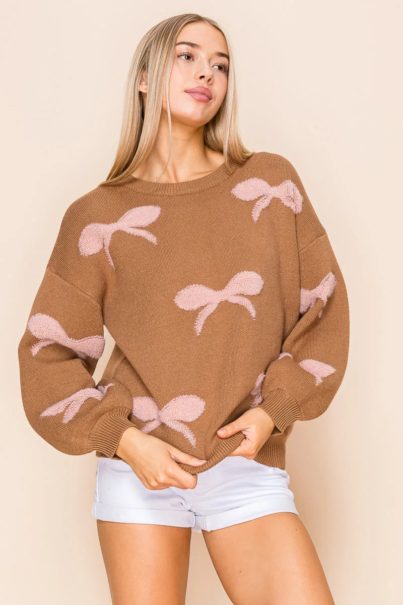 Soft Textured Ribbon Pattern Ballet Sweater Top
