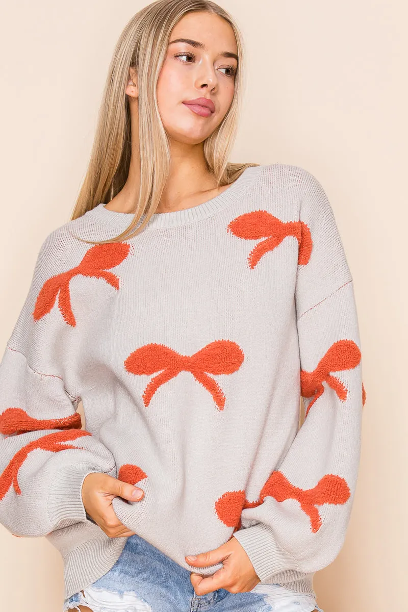 Soft Textured Ribbon Pattern Ballet Sweater Top