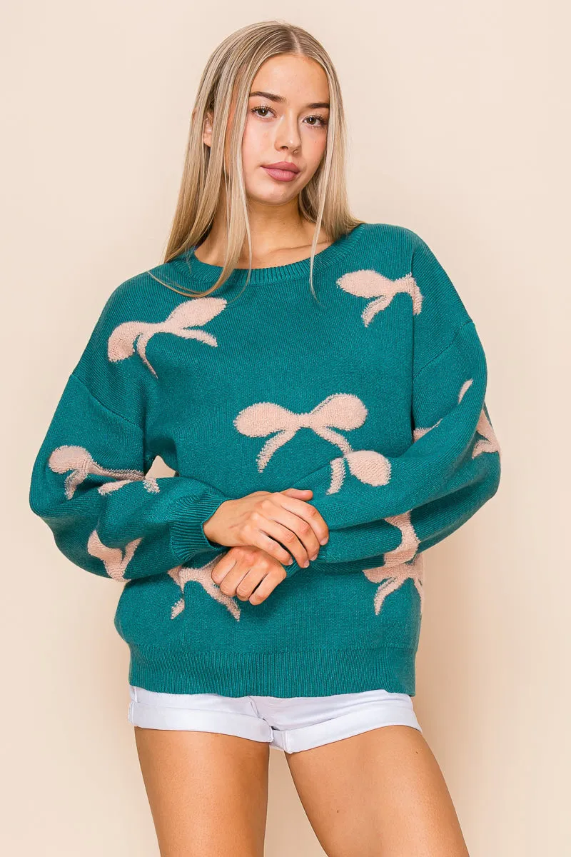 Soft Textured Ribbon Pattern Ballet Sweater Top