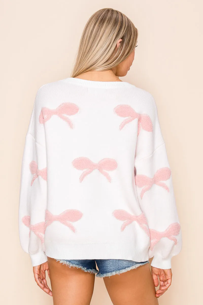 Soft Textured Ribbon Pattern Ballet Sweater Top
