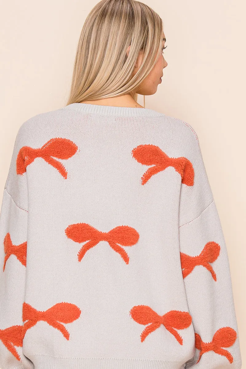 Soft Textured Ribbon Pattern Ballet Sweater Top