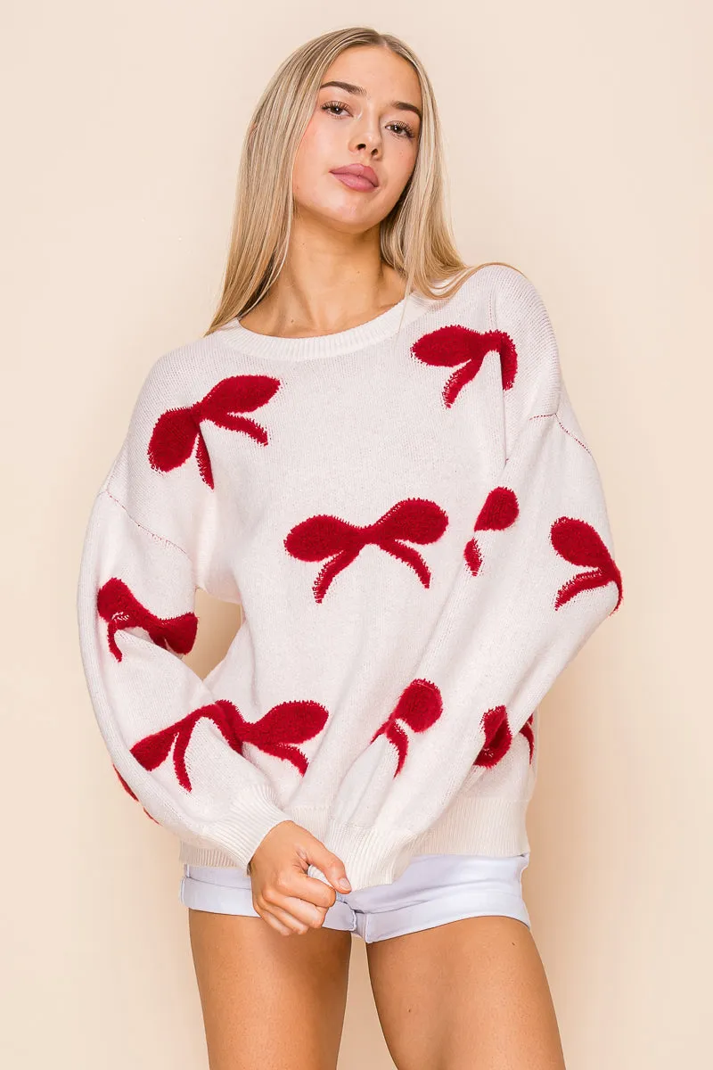 Soft Textured Ribbon Pattern Ballet Sweater Top