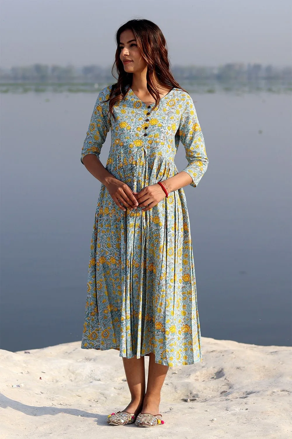SootiSyahi 'Alluring Grey ' Cotton Dress