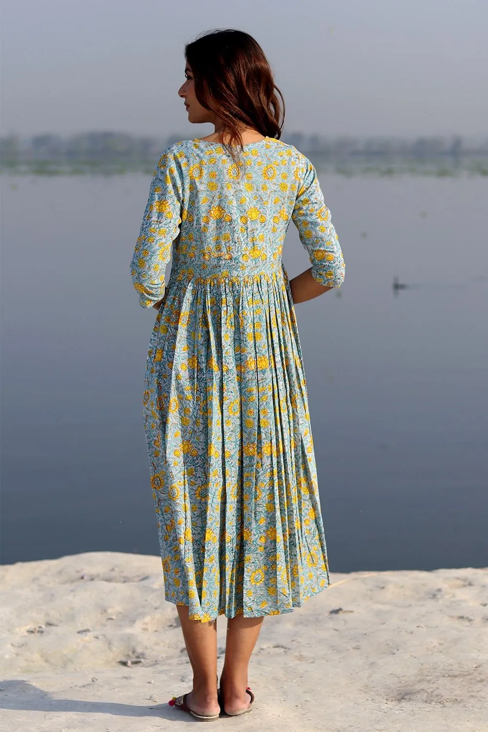 SootiSyahi 'Alluring Grey ' Cotton Dress