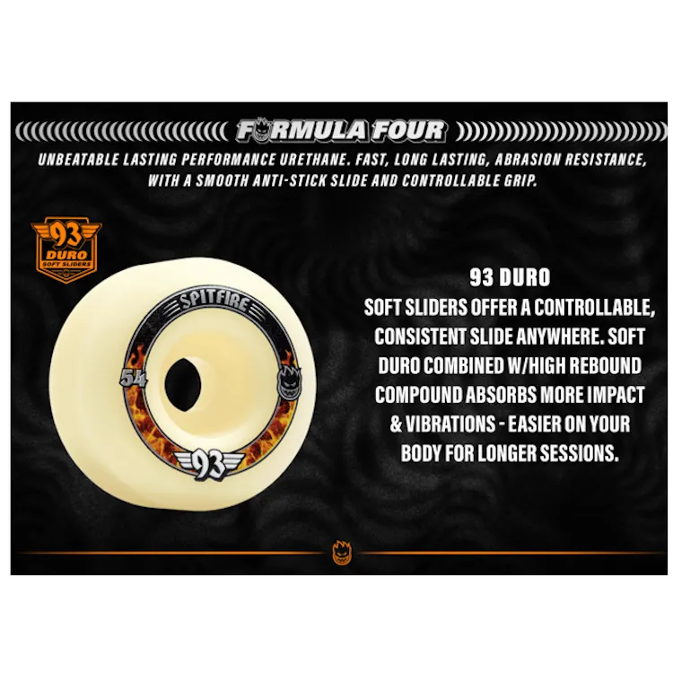 Spitfire Wheels Formula Four 93 Radials Skateboard Wheels 93a 56mm