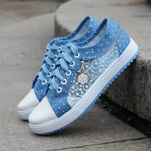 Spring and Summer Ladies Hollow Cowboy Mesh Flat Shoes Fashion Casual Breathable Student Beach Mesh Shoes
