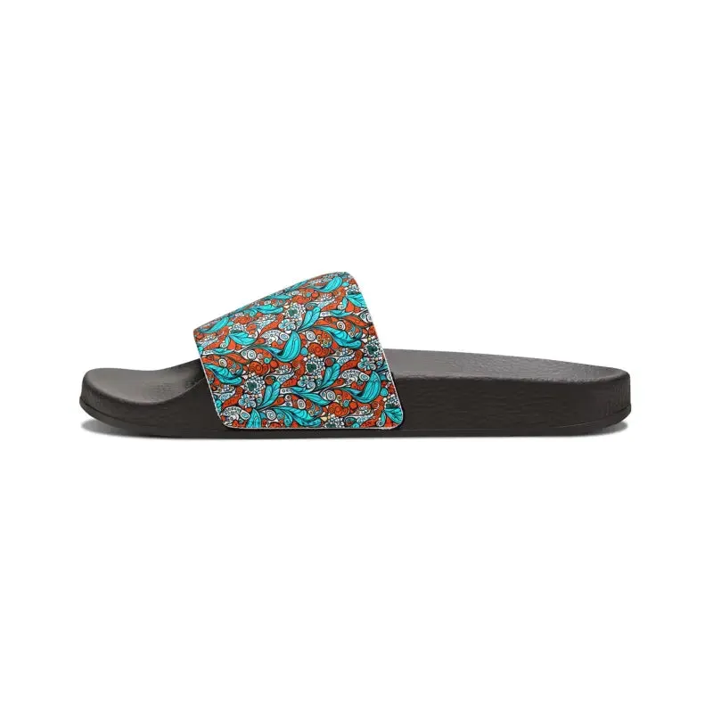 Step Up your Game with Cyan Paisley Slide Sandals