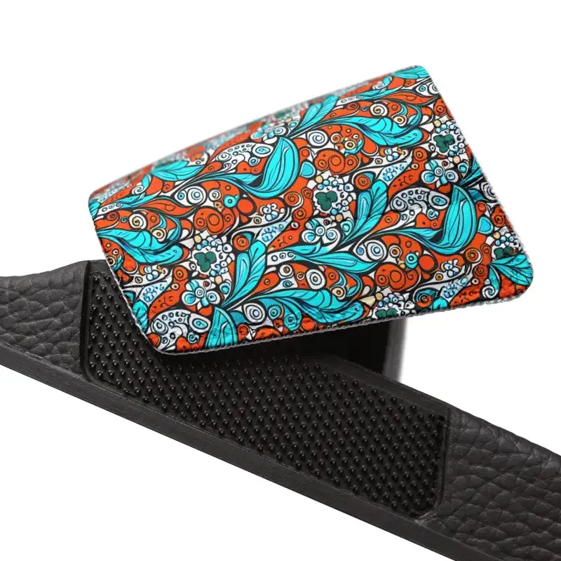 Step Up your Game with Cyan Paisley Slide Sandals
