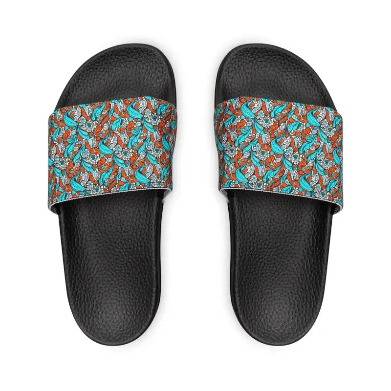 Step Up your Game with Cyan Paisley Slide Sandals