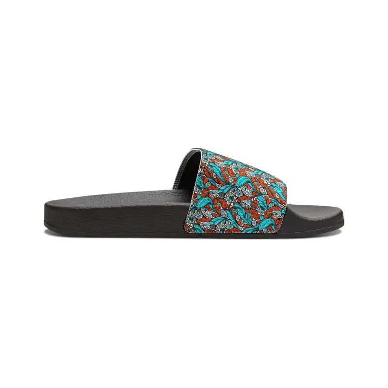 Step Up your Game with Cyan Paisley Slide Sandals