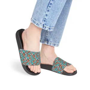 Step Up your Game with Cyan Paisley Slide Sandals