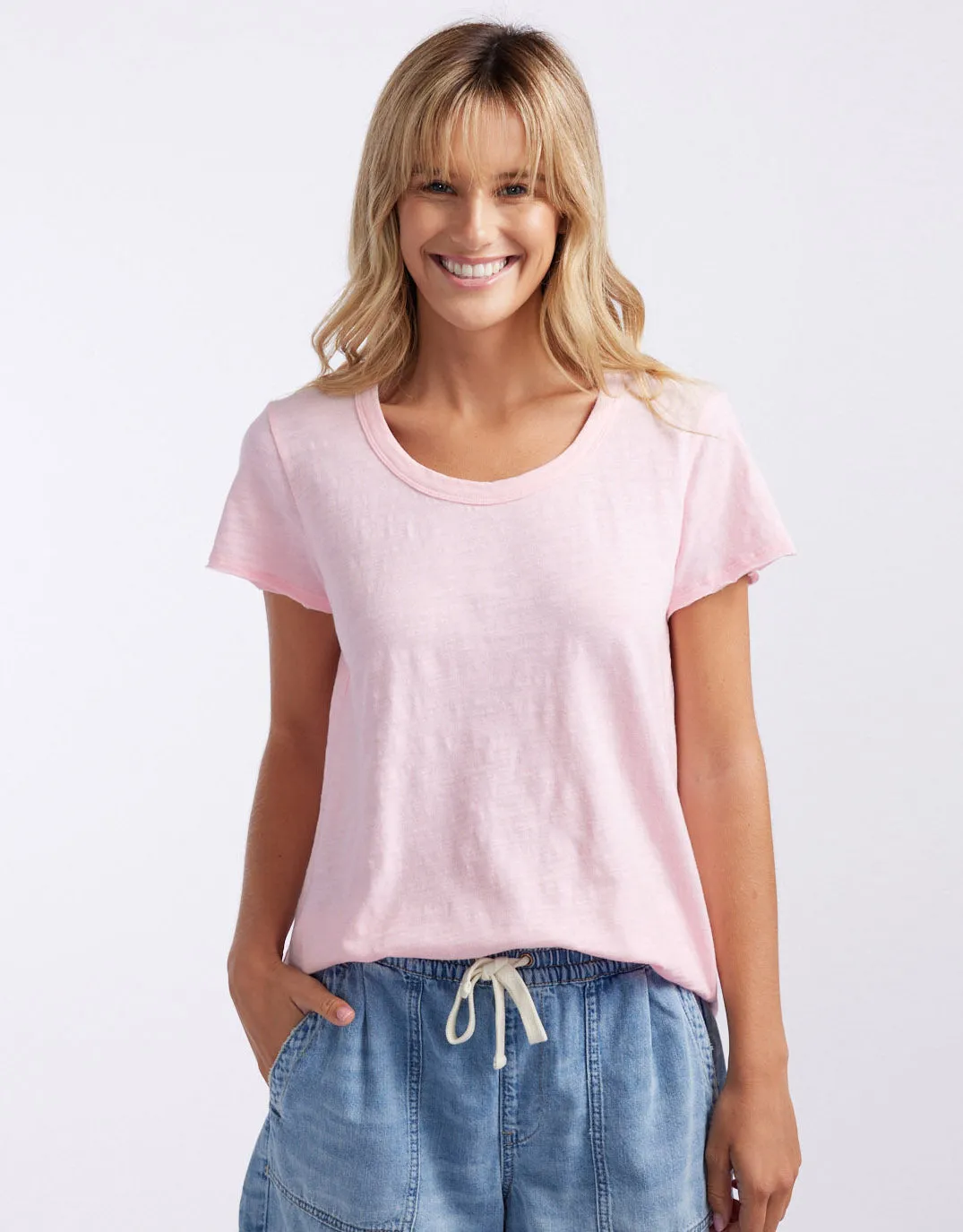 Summer Round Neck Tee - Coral Pink
