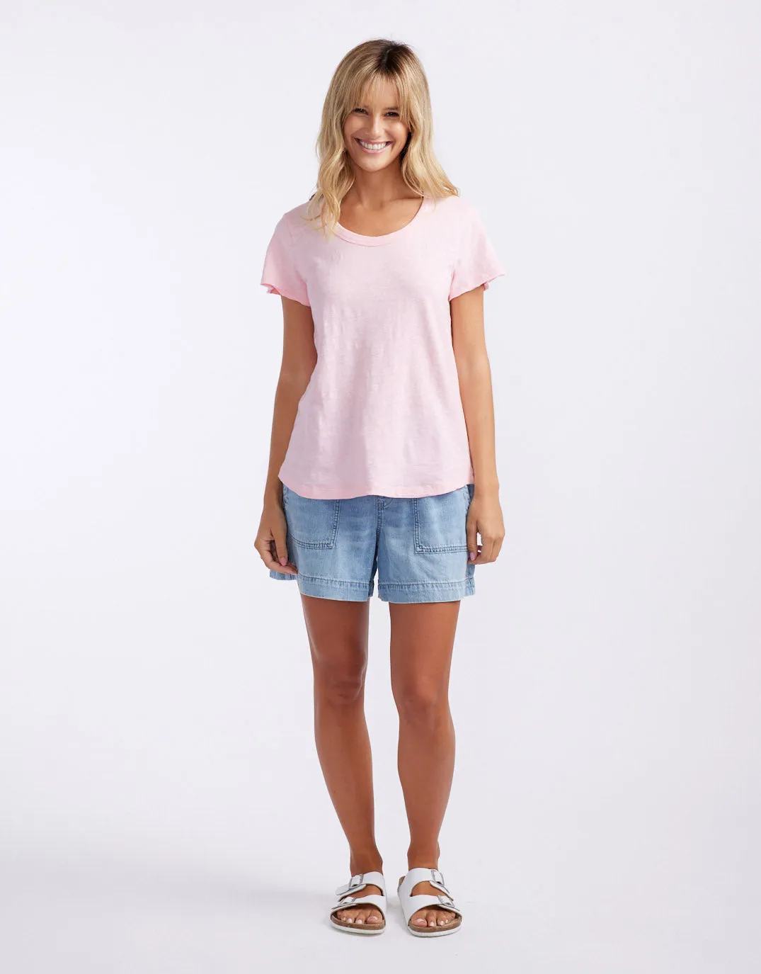 Summer Round Neck Tee - Coral Pink