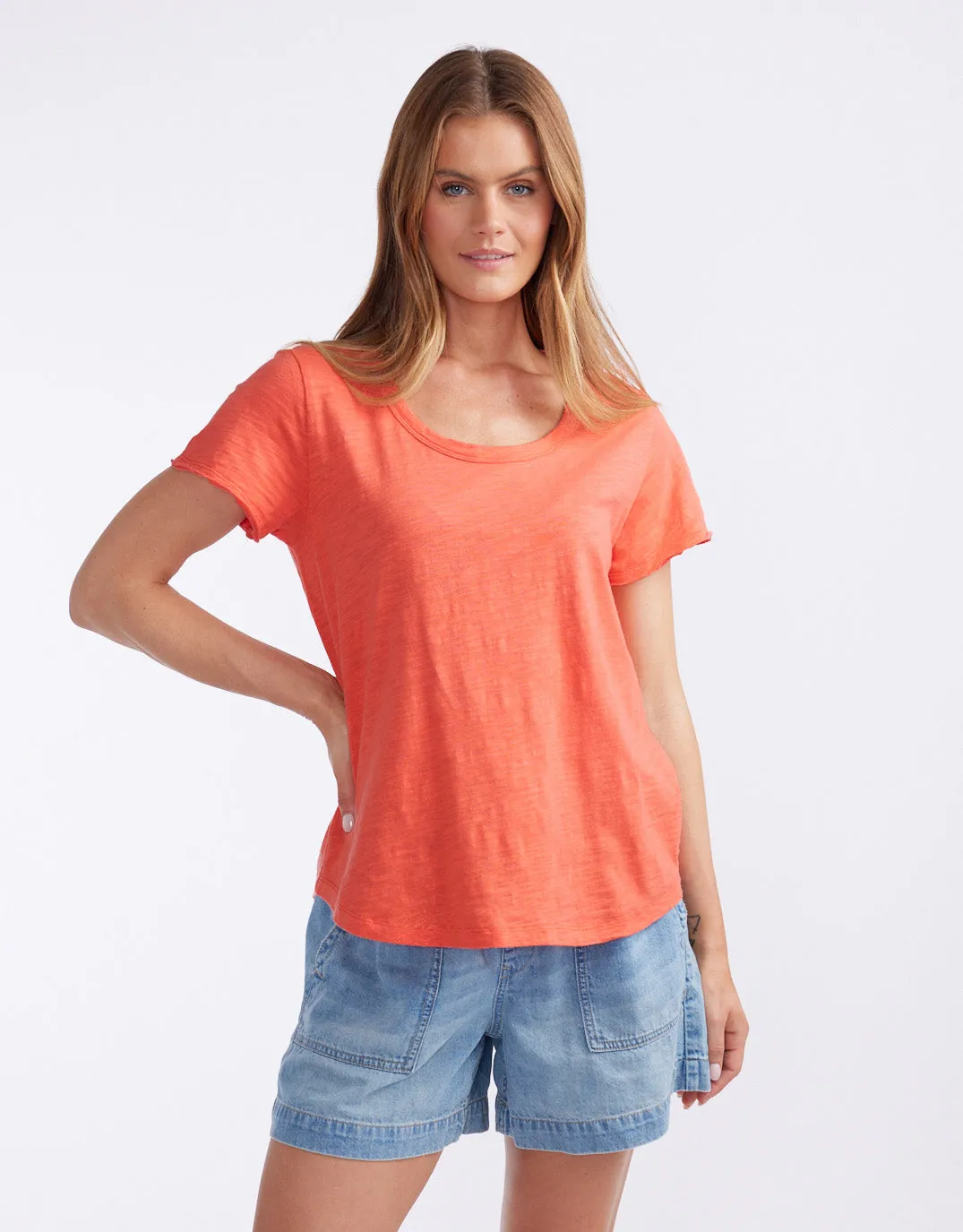 Summer Round Neck Tee - Sunset Melon