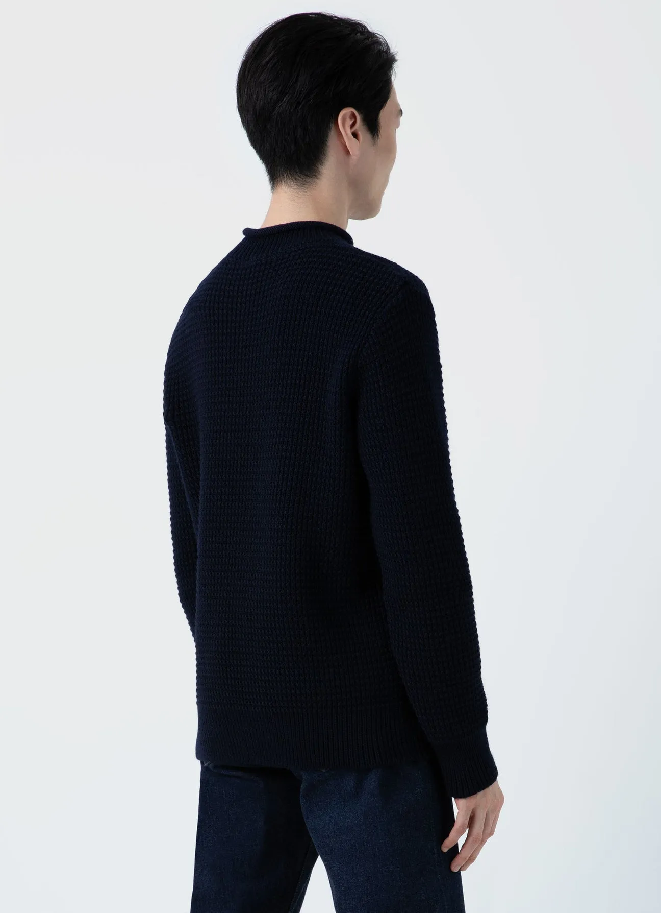 Sunspel Merino Fisherman Jumper Navy