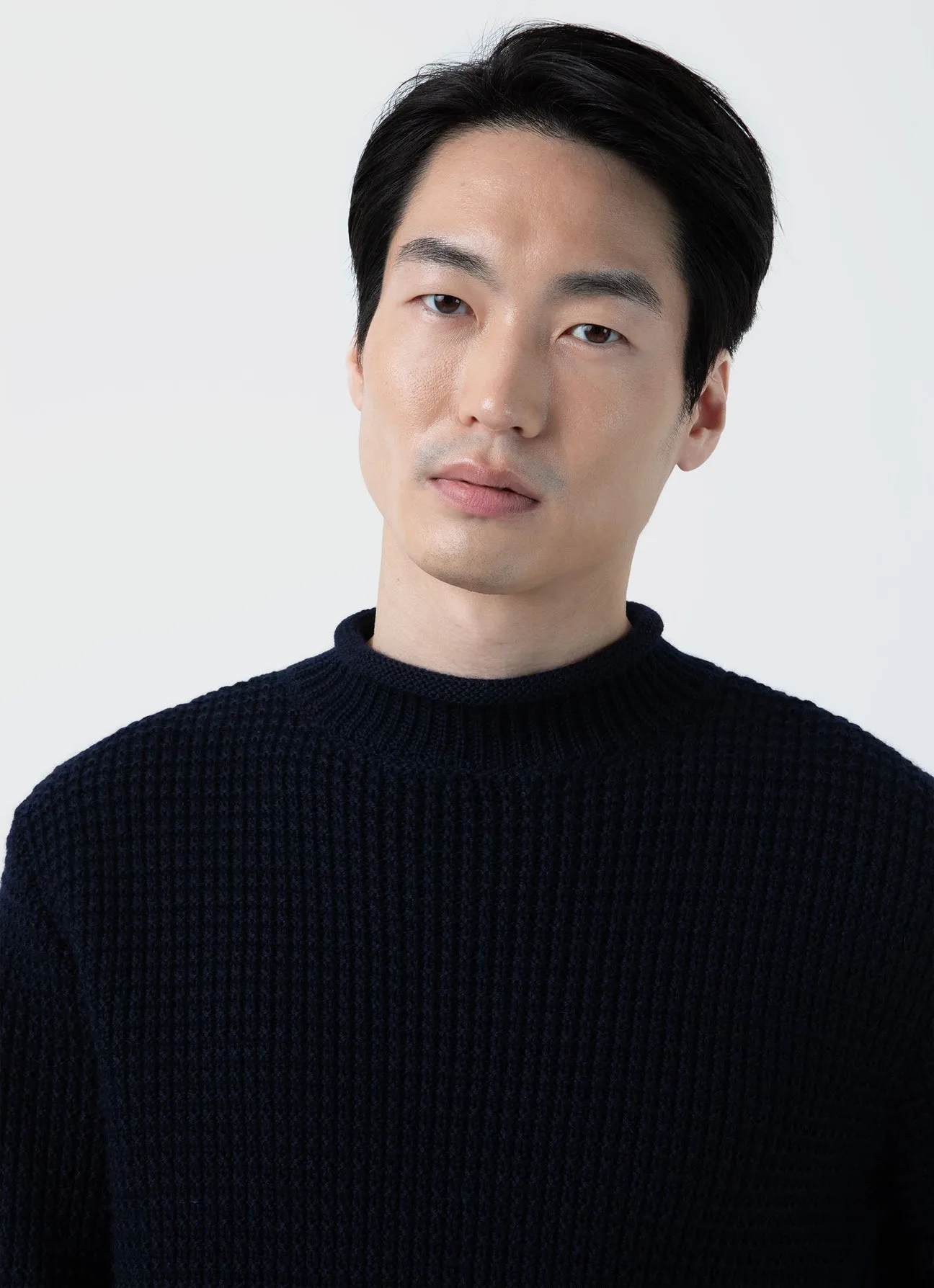 Sunspel Merino Fisherman Jumper Navy