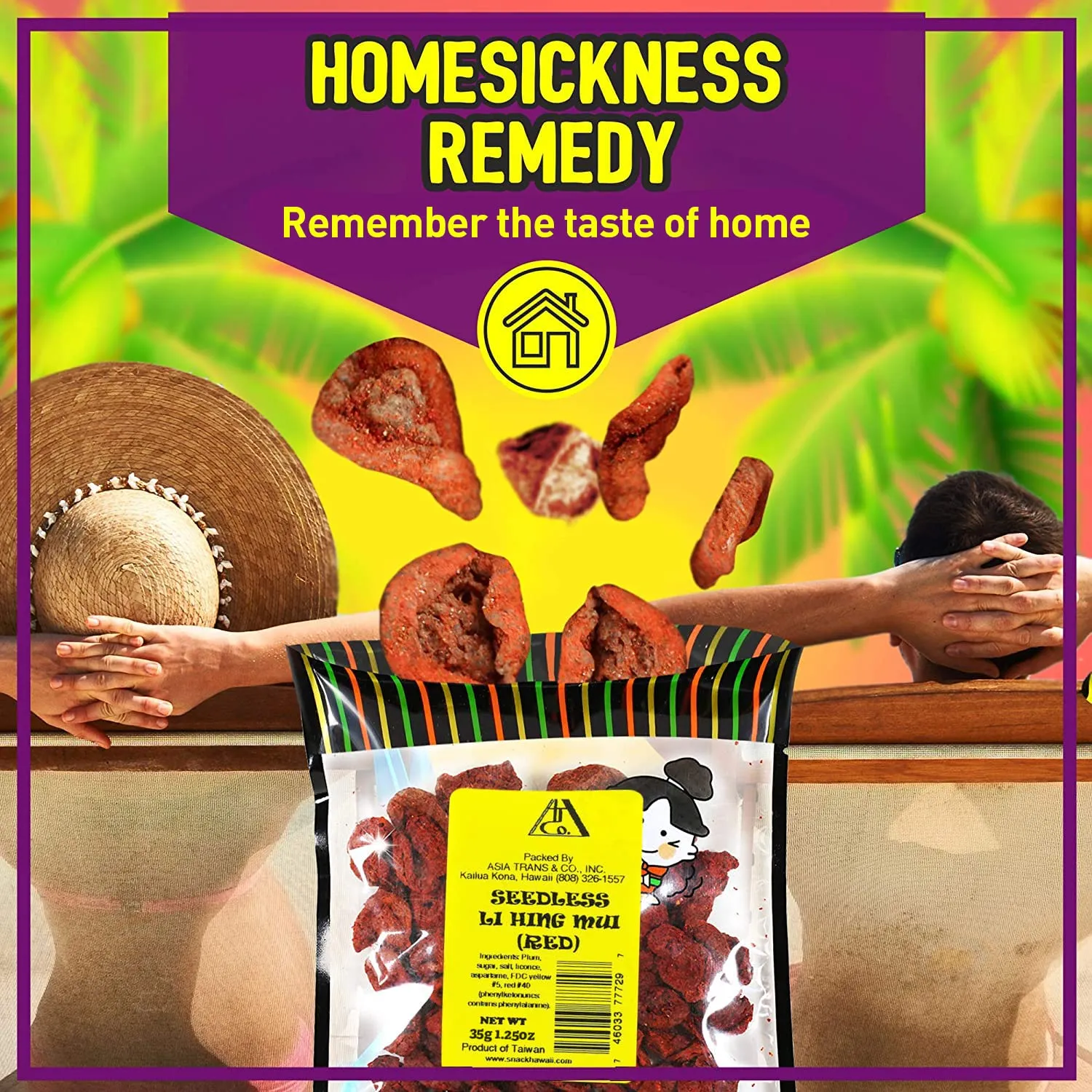 Sweet Seedless Li Hing Mui Crack Seed Plums | Hawaiian Favorite | Naturally Sweet Dried Asian Plum Candy | 1.25 Ounce