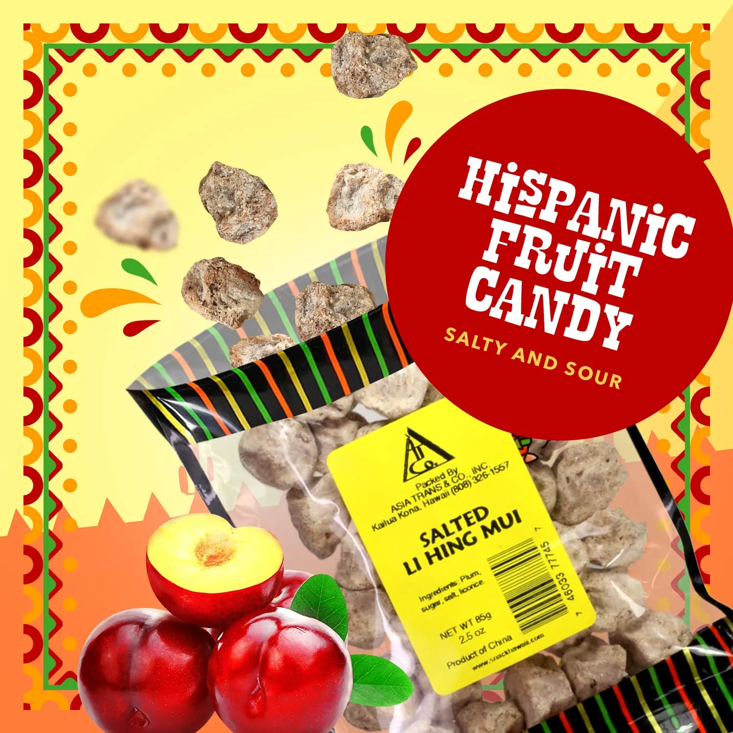 Sweet Seedless Li Hing Mui Crack Seed Plums | Hawaiian Favorite | Naturally Sweet Dried Asian Plum Candy | 1.25 Ounce
