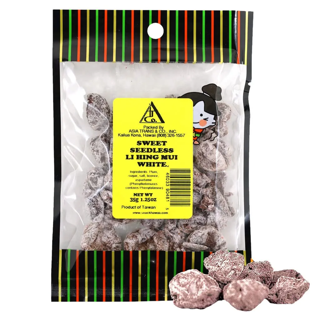 Sweet Seedless Li Hing Mui Crack Seed Plums | Hawaiian Favorite | Naturally Sweet Dried Asian Plum Candy | 1.25 Ounce