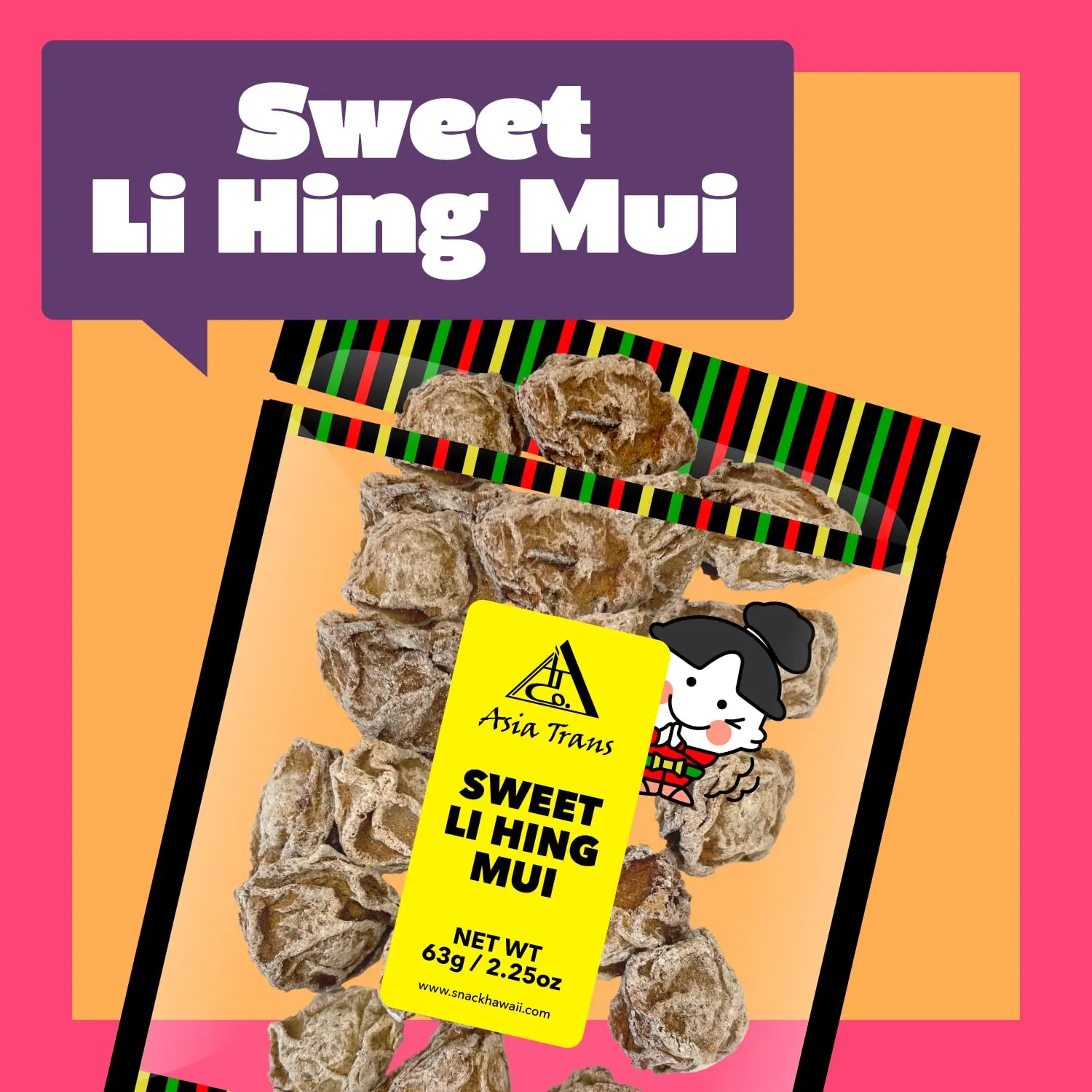 Sweet Seedless Li Hing Mui Crack Seed Plums | Hawaiian Favorite | Naturally Sweet Dried Asian Plum Candy | 1.25 Ounce