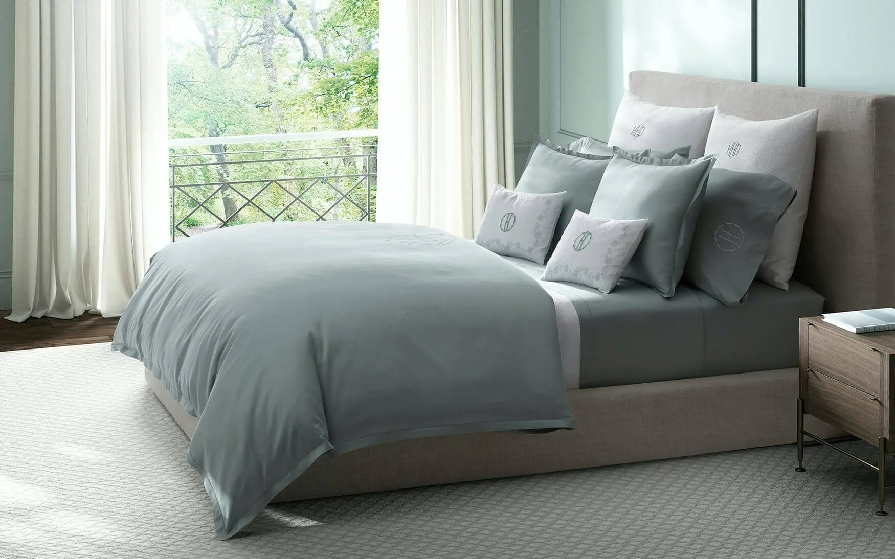 Talita Satin Stitch Flat Sheet and Fitted Sheet