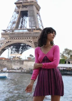 TAMIKA LS MINI DRESS - PINK MELANGE