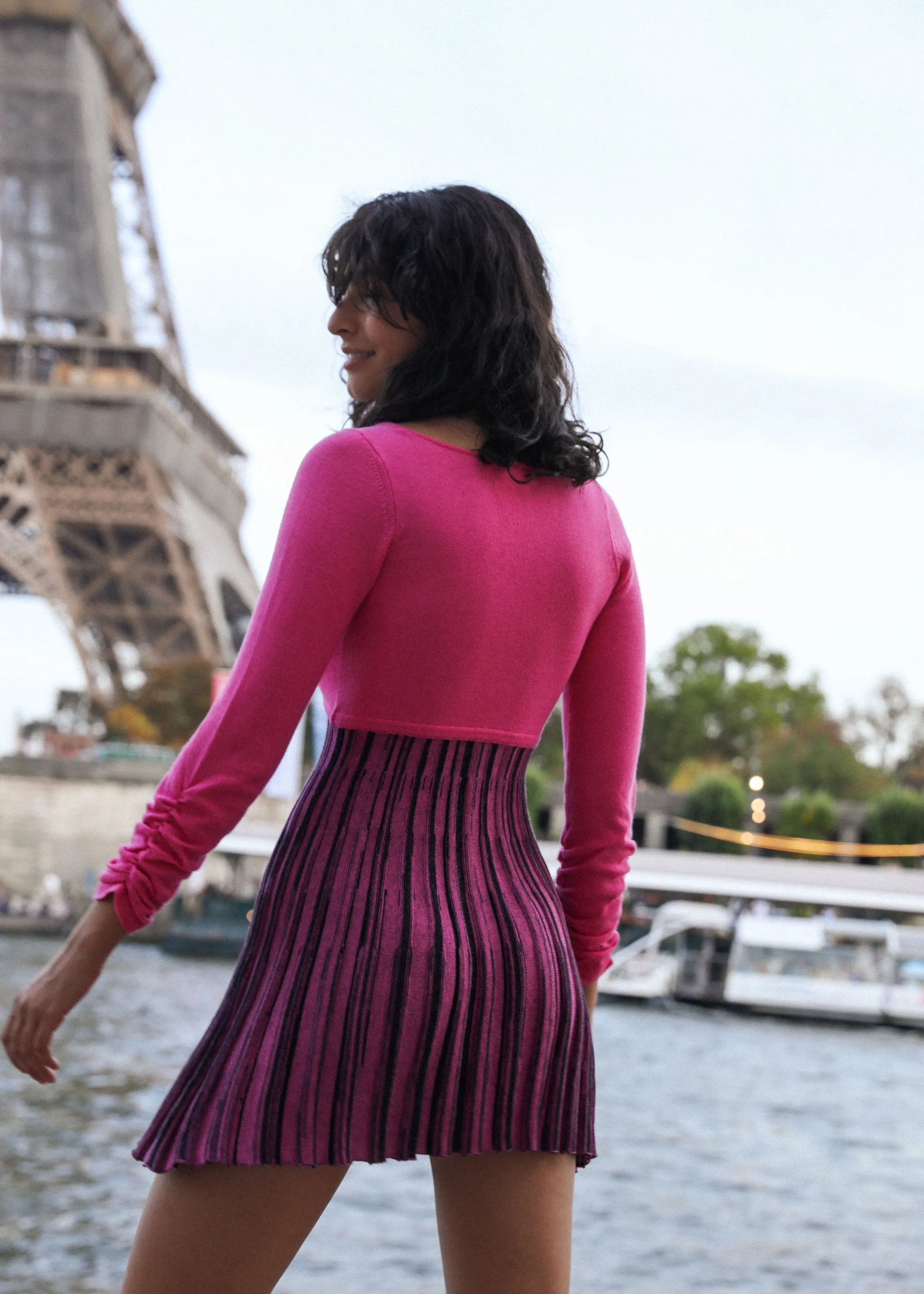 TAMIKA LS MINI DRESS - PINK MELANGE