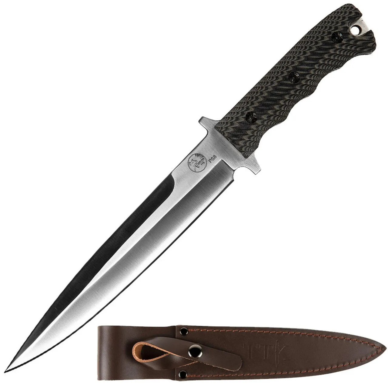 Tassie Tiger Pig Sticker Hunting Knife & Leather Sheath