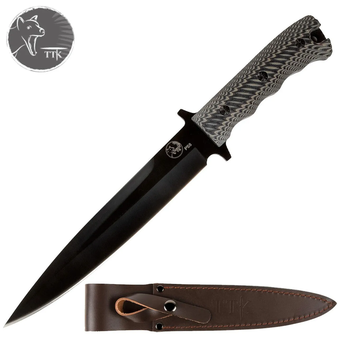 Tassie Tiger Pig Sticker Hunting Knife & Leather Sheath