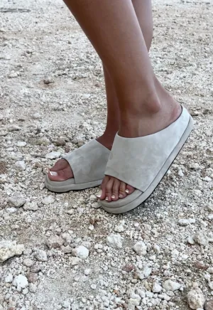 The HARLEY Slide - Soft Grey Suede
