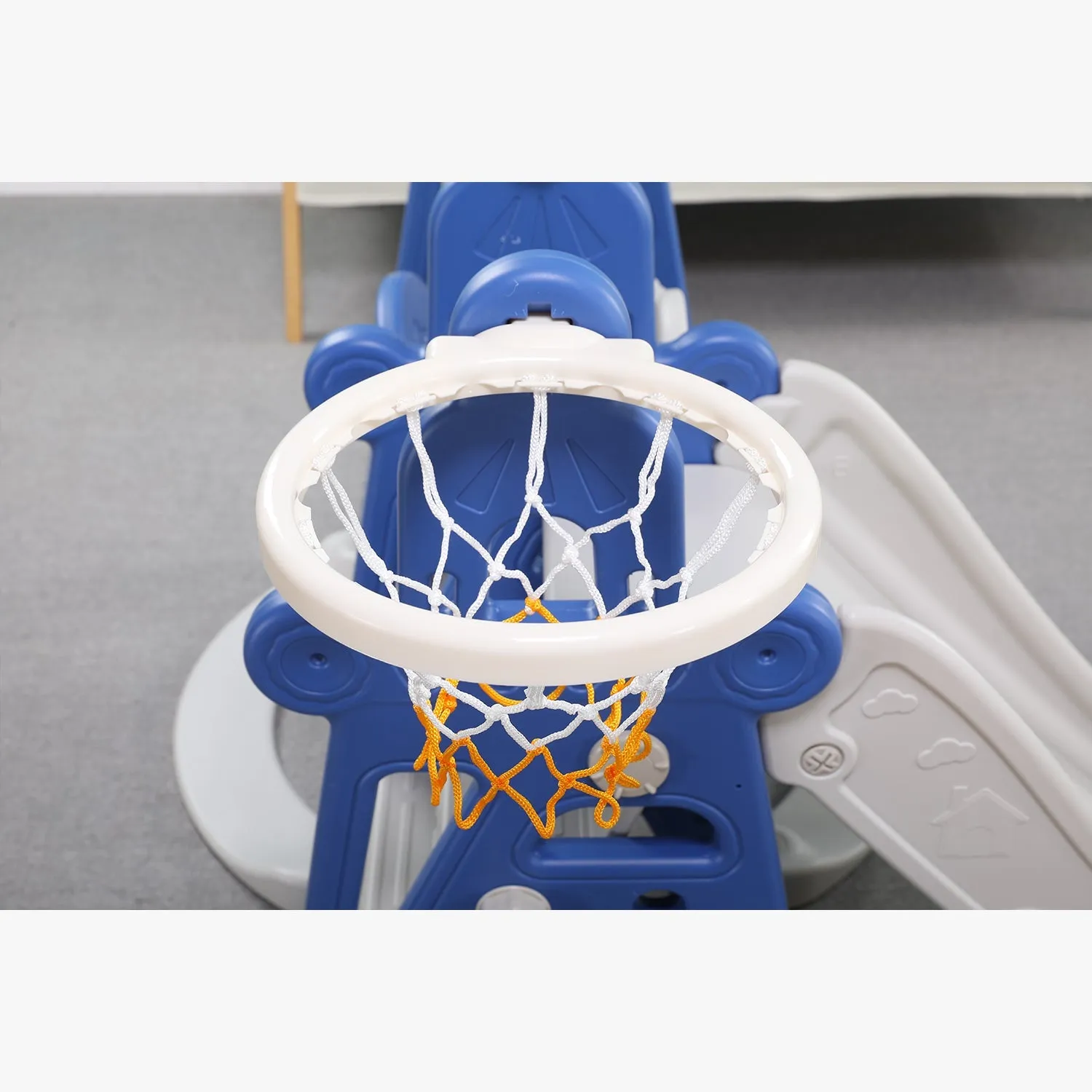 Tower 6-in-1 Kids Slide & Swing Set | Football | Basketball Hoop | Ring Toss | Music