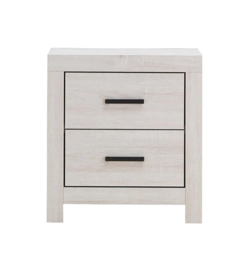 Transitional 2-Drawer Nightstand in Coastal White