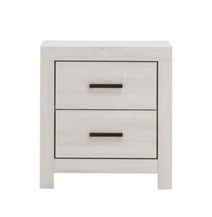 Transitional 2-Drawer Nightstand in Coastal White