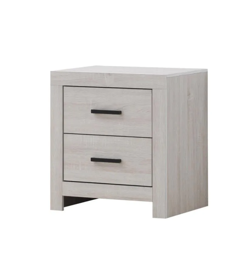 Transitional 2-Drawer Nightstand in Coastal White